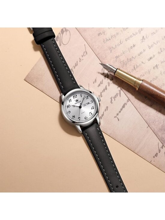 Olevs Women\'s Silver Black Vintage Leather Waterproof Reloj Mujer Luxury Watch main image 7